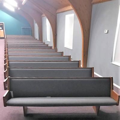 Wooden Oak 8 1/2' Pew with Upholstered Seat Great ...