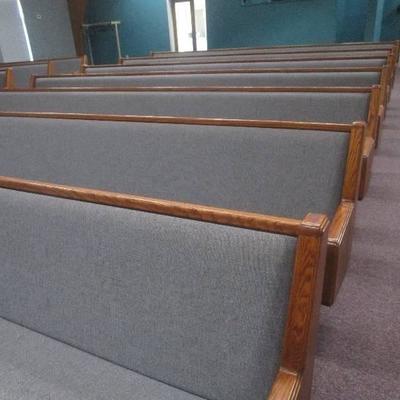 Wooden Oak 14ft Pew with Upholstered Seat Great Co ...