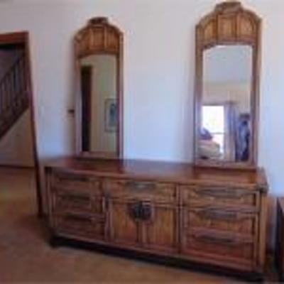 Solid Wood Dresser & Two Mirrors