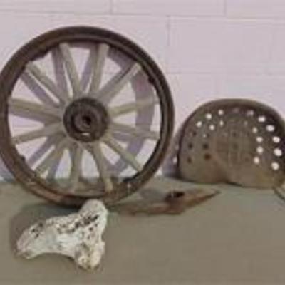 Old Ford Wheel, Tractor Seat and More