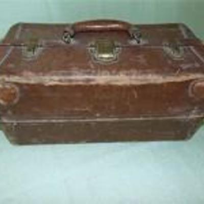 Unique Antique Leather Tackle Box