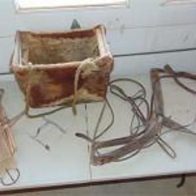 Vintage Cowhide Panier and Horse Tack