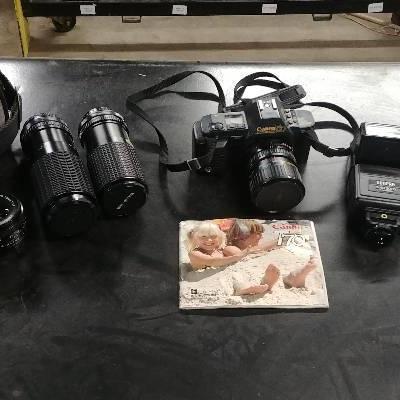 Canon T-70 35mm Camera with Lenses and Accessories