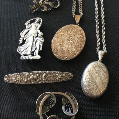 Sterling  Pins, Steiff Sterling Bar Pin, Beau Sterling Pin, Sterling Lockets, Vintage Sterling 