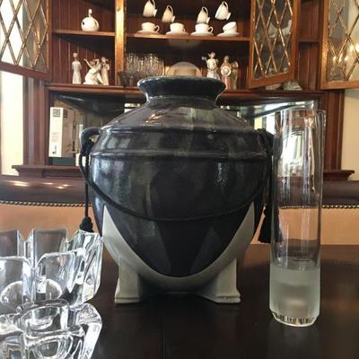 Orrefors Crystal, Studio Pottery Urn, Kosta Boda Vase
