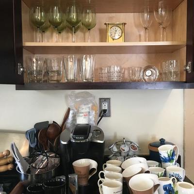 Keurig Machine, Bloomingdale's Coffee Mugs, Stemware, Kitchen Utensils 