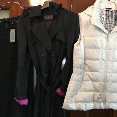 Eileen Fisher Dress, Cole Haan Trench, North Face Vest