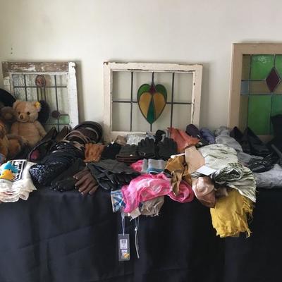 Scarves, Leather Gloves, Hats, Stained Glass Windows 