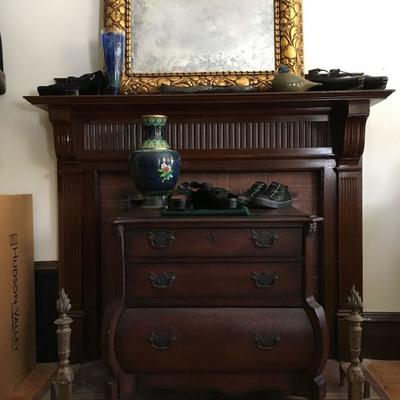Bombe Chest from Ralph Lauren, Andirons, Wall Mirror, Women's Shoes 