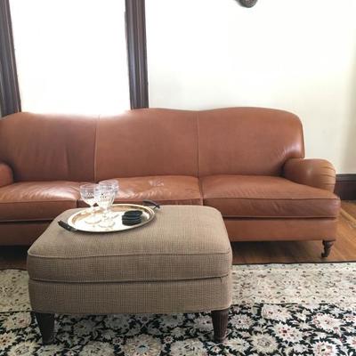 Bloomingdale's Leather Sofa, Ralph Lauren Ottoman