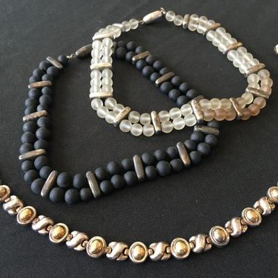 Murano Glass Beaded Necklaces, Sterling Necklace