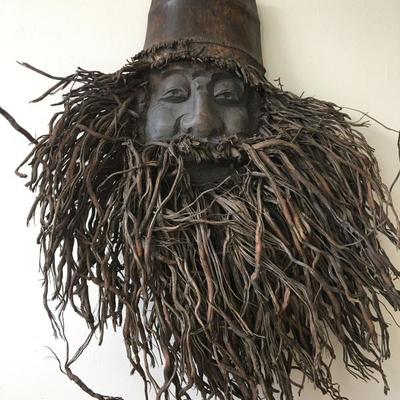 African Mask with Straw Beard