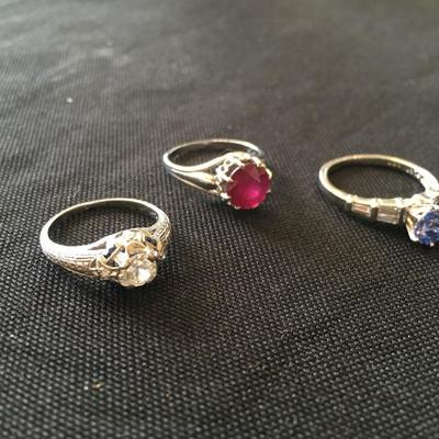 Platinum Rings, Diamond, Ruby and Sapphire 