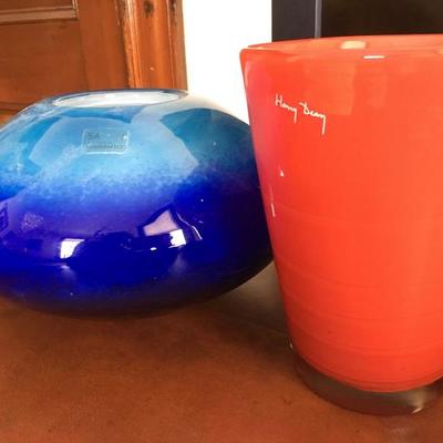 Sasavki Blue Crystal Vase, Henry Dean Glass Vase