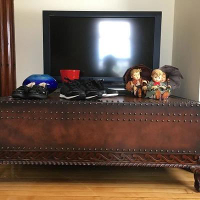 Ralph Lauren Console Table with Nail Head Trim and Storage Drawer