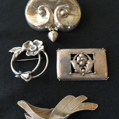 Sterling, Square Pin is Hand Wrought from Gorham, Flower is Black Starr Gorham