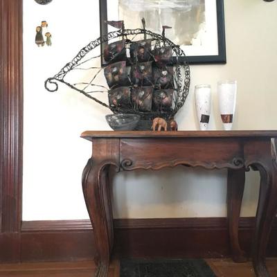 Ralph Lauren Console Table, Clipper Ship Sculpture