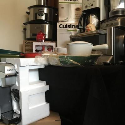 NEW IN BOX KICTHENWARE! Two Keurig Machines, Cuisinart, Kitchenaid, Le Ceuset