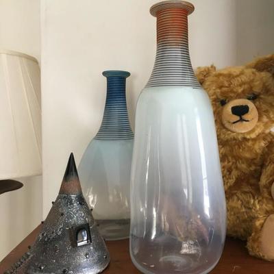 Kosta Boda Glass, "Shelter" Sculpture, Steiff Bear