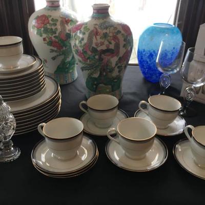 Marquis Waterford Rocks Glasses, Mikasa Dinnerware, Orrefors Goblets 