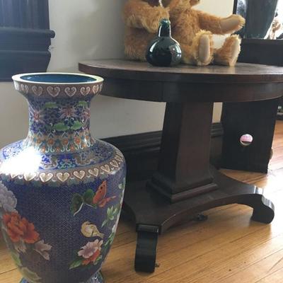 Cloisonne, Ralph Lauren Oval End Table, Iittala Hand Blown Glass Bird  