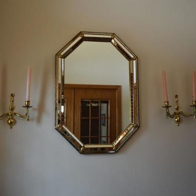 Mirror, candle sconces