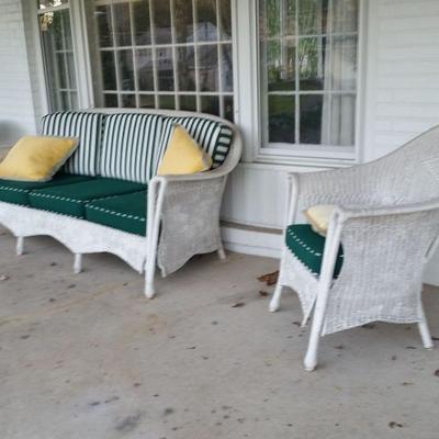 3 pcs true vintage wicker patio set with custom cushions