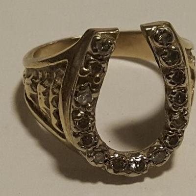NPT159 14K Gold & Diamonds Horseshoe Ring
