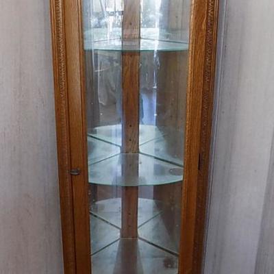 NPT048 Wood and Glass Corner Curio Cabinet
