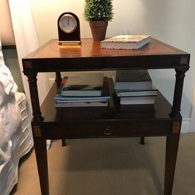 1930â€™s Mahogany Side Tables w/ Leather Tops
(20â€ x 20â€ x 25â€h)  $280 (pair)
