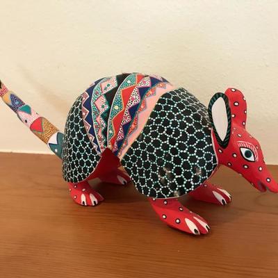 Hand Painted Carved Armadillo (15â€l)  $20