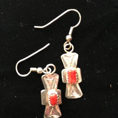 .925 & Coral American S/W Indian Style Ear Hooks  $18