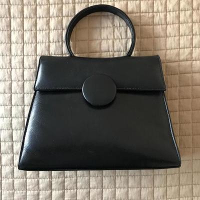 Linda Allard for Ellen Tracy Black Leather 50â€™s Look Handbag  $28