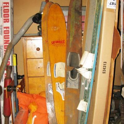 vintage wooden water skis' 