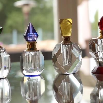 38) 4 Italian Cut Crystal Perfume Bottles
Size: 3 ¾ Inches High x 2 Inches Wide x 2 Inches Deep
Asking Price: $85 Each or $340 for all 4.