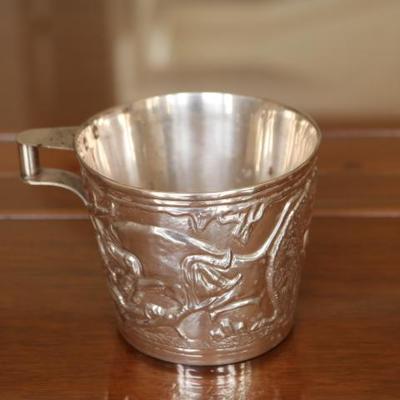 55) Small Stein or Cup Silver
Size:  5 Inches Wide x 3.5 Inches High
Asking Price: $220
