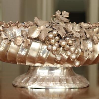 66) Grape Silver Bowl
Size:  11.5 Inches Long x 8.5 Inches Wide x 6.5 Inches High
Asking Price: $1,535