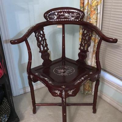 Beautiful corner chair with mother of pearl inlay