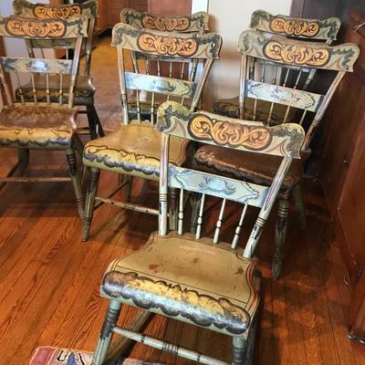 Set of six dining room chairs plus matching rocking chair