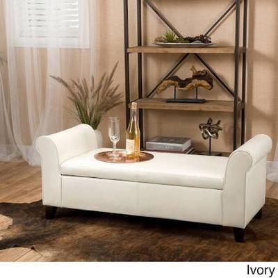 Torino Faux Leather Armed Storage Ottoman Bench by ...