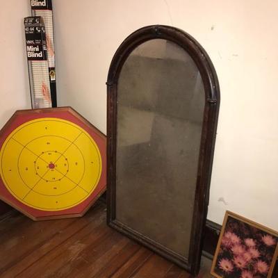 ANTIQUE OVAL TOP MIRROR, GAME BOARD
