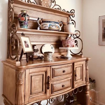Gorgeous sideboard, with drawers and doors to tuck away linens and serviceware
