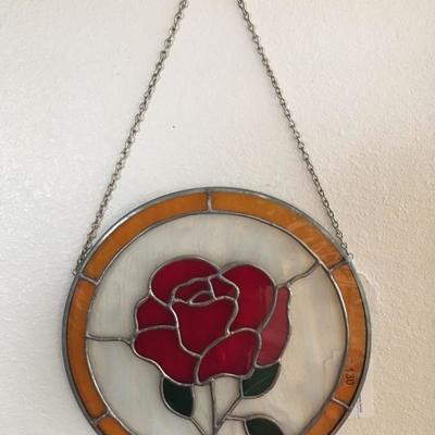 stain glass rose wall hanger