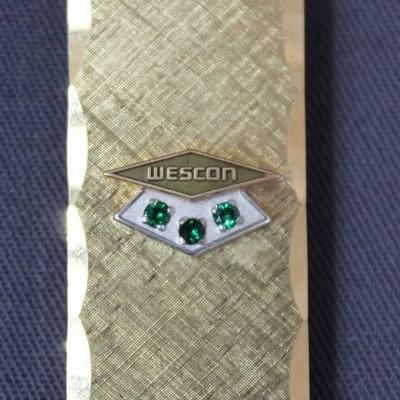 Beautiful Wecon Money Clip w/ Green Jewels!! 12 K. ...