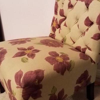 Plum on White Floral Chair -A great accessory piece!
