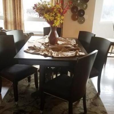 Contemporary Dining Table with 6 Chairs and 2 Leaves