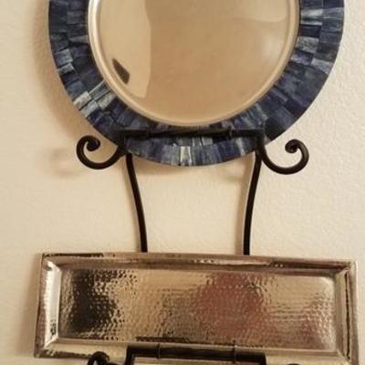 Silver and Blue Tile Wall Art