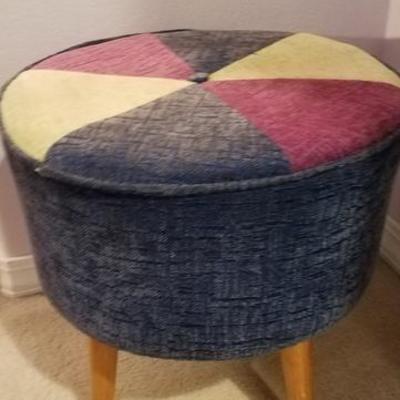Plum, Yellow and Fuschia Velvet Footstool -Accent Piece
