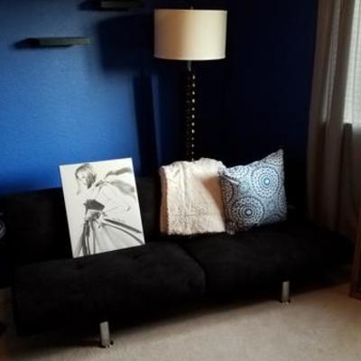 Plush Black and Chrome Futon