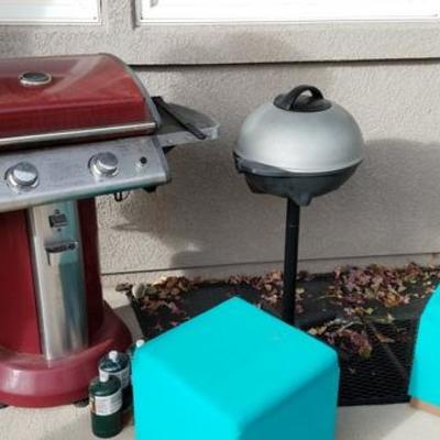 BBQ, George Foreman Electric Grill and All Weather Cube Chairs
